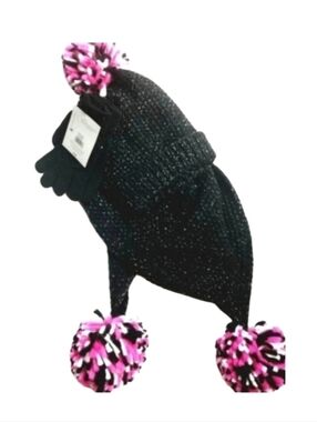 NEW! CAPELLI 3pc. Knit Triangle Scarf, Pom Pom Hat & Glove Gift Set!